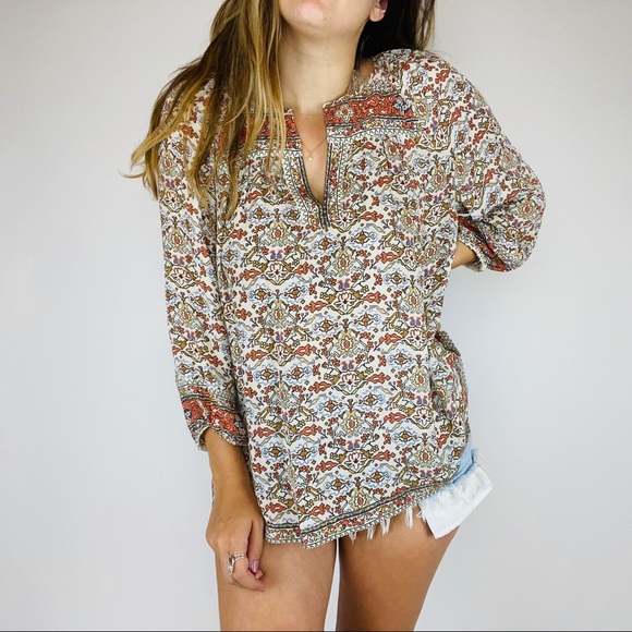 Joie pattern balloon sleeve peasant top - Picture 4 of 6